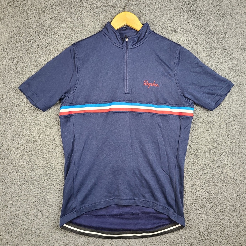 Rapha Country Jersey Mens Large Navy Blue Merino Wool Blend Cycling Top Stripe